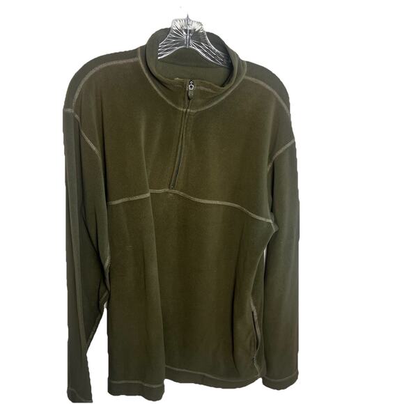LIFE‎ IS GOOD Men’s 1/4 Zip Pullover Sweatshirt Green Micro Fleece M Cozy Travel - Picture 2 of 10